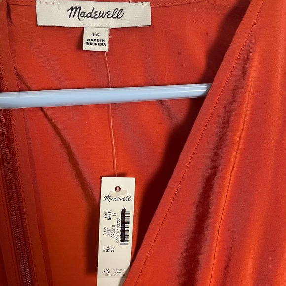 Madewell Britt V Neck Flutter Sleeve Chic Midi Summer Dress US Women's 16 New - Picture 6 of 7